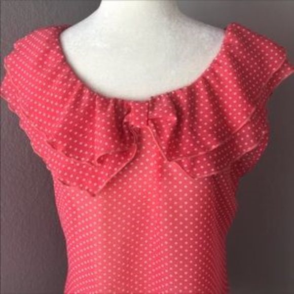 DownEast Coral Polka Dot Blouse - Picture 2 of 7